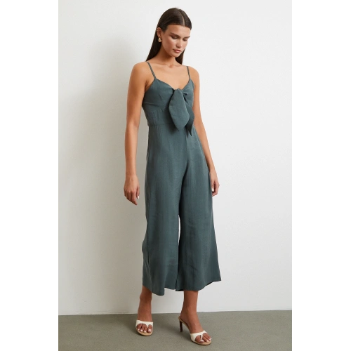 Fiyonklu Askılı Tulum Yeşil