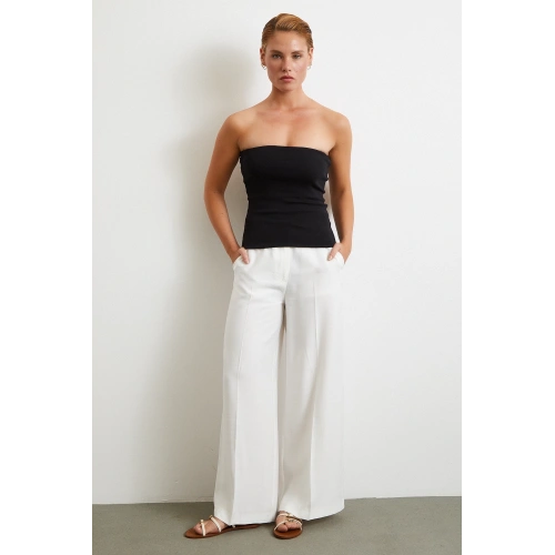 Geniş Paça Palazzo Pantolon Ekru