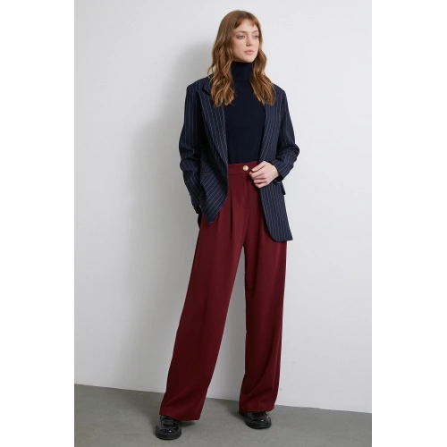 Geniş Paça Pantolon Bordo