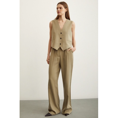 Geniş Paça Pantolon Haki