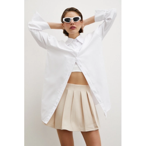 Gömlek Etek Elbise Takım Krem