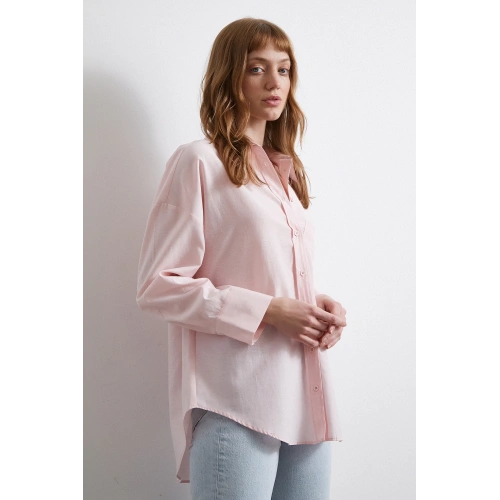 Helen Poplin Gömlek Pembe