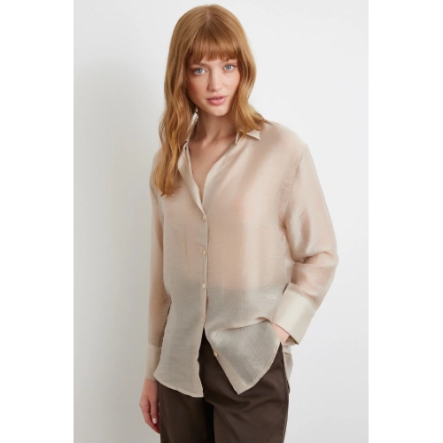 İnce Modal Gömlek Bej