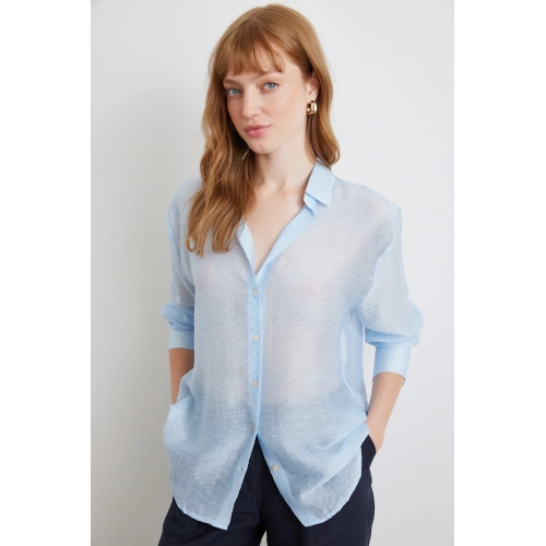 İnce Modal Gömlek Mavi