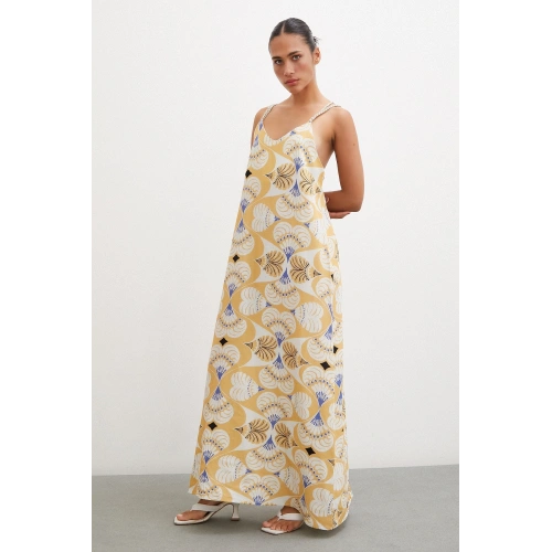 İp Askılı Elbise Hardal