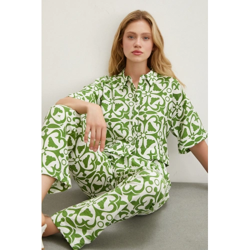 Kısa Kollu Crop Gömlek Yeşil