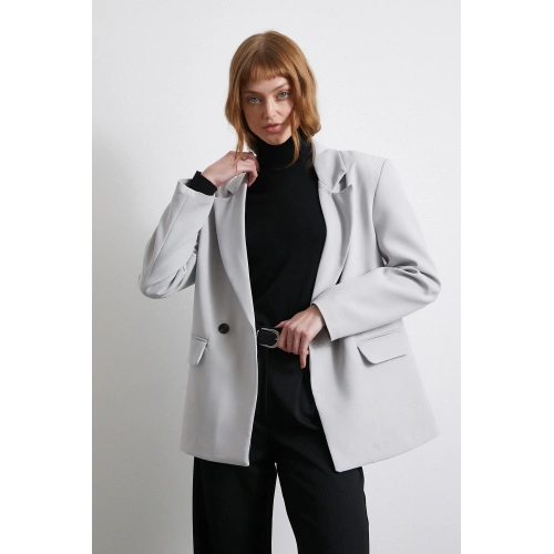 Klasik Poliviskon Ceket Gri