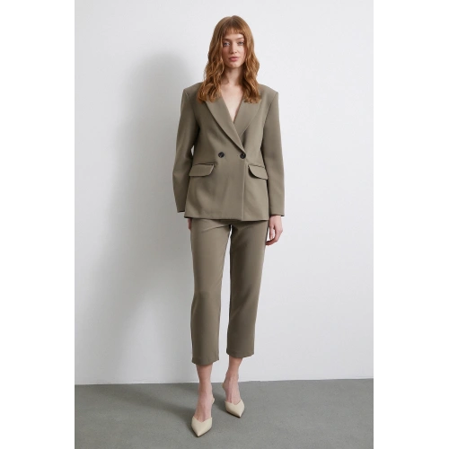 Klasik Poliviskon Ceket Haki