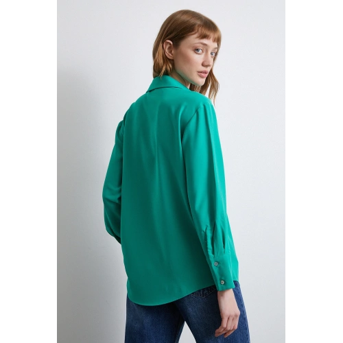 Klasik Saten Gömlek Yeşil