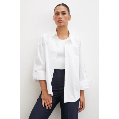 Kol Apoletli Gömlek Beyaz