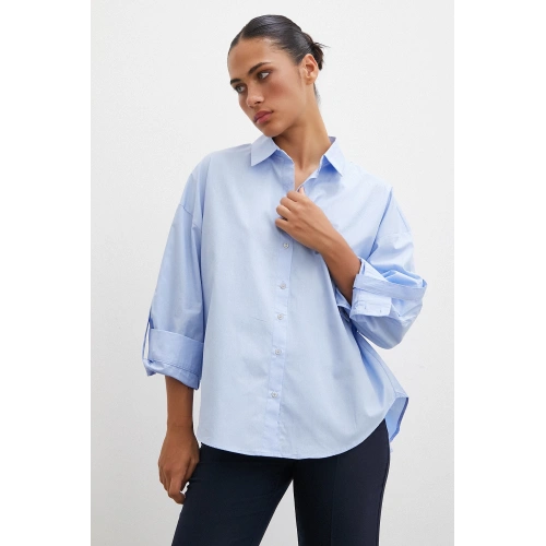 Kol Apoletli Gömlek Mavi