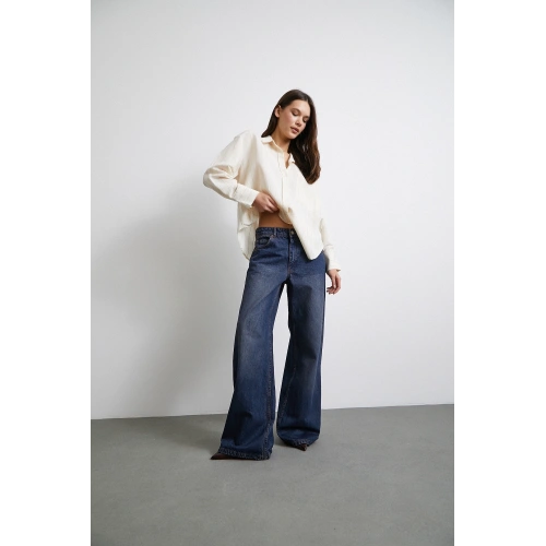 Kontrast Çizgili Modal Gömlek Bej