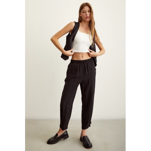 Lastikli Salaş Pantolon Siyah