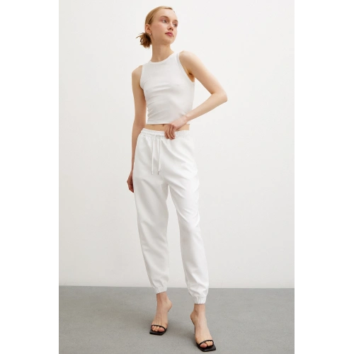 Likralı Eşofman Altı Beyaz