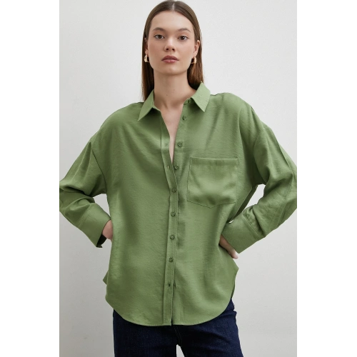 Mars Dökümlü Viskon Gömlek Yeşil