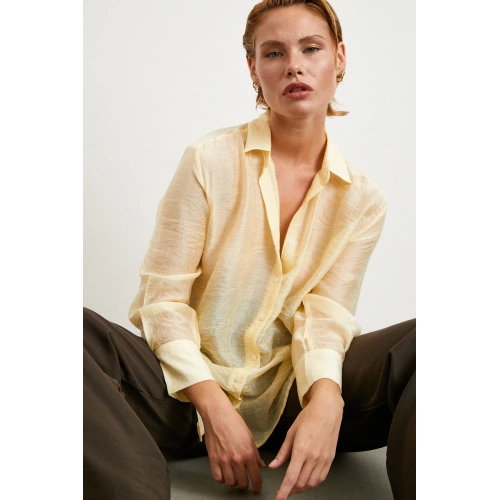 Modal Basic V Yaka Gömlek Sarı