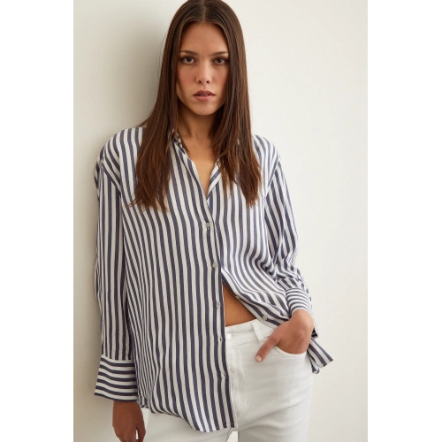 Multi Çizgili Gömlek Lacivert