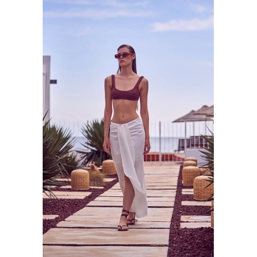 Önü Bağlamalı Etek Ekru