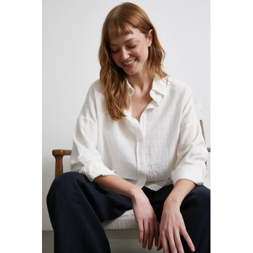 Oversize Pamuk Gömlek Beyaz