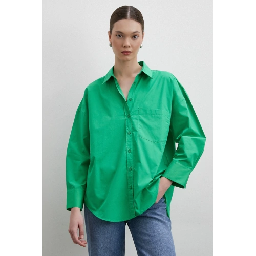 Oversize Pamuklu Gömlek Yeşil