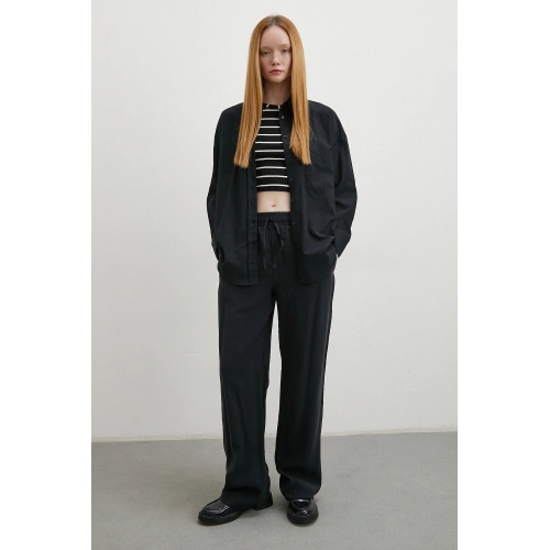 Pamuklu Oversize Gömlek Siyah