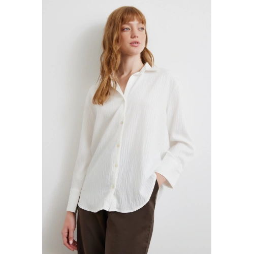 Paralel Çizgili Gömlek Beyaz