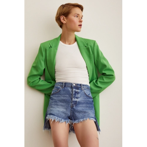 Pensli Jean Şort Etek Mavi