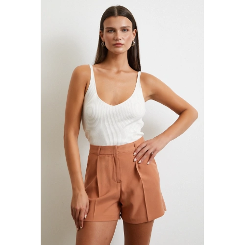 Piliseli Cepli Şort Kiremit