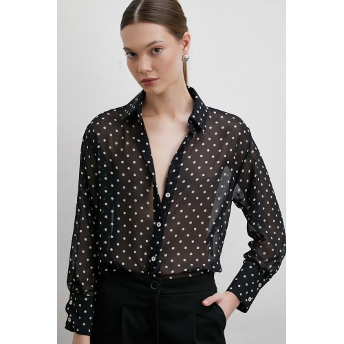 Puantiyeli Gömlek Siyah