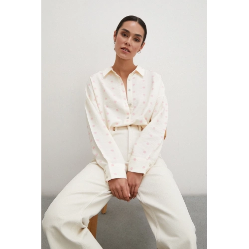 Puantiyeli Oversize Gömlek Pembe