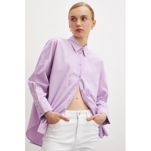 Regular Fit Poplin Gömlek Lila