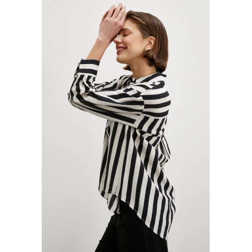 Robalı Çizgili Gömlek Siyah