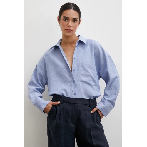 Robalı Klasik Gömlek İndigo