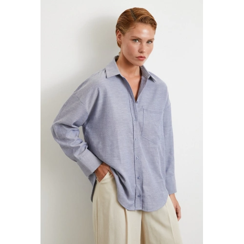 Robalı Klasik Gömlek Koyu Lacivert