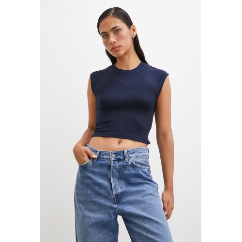 Sıfır Kol T-shirt Lacivert