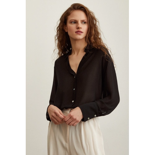 Şifon Gömlek Siyah