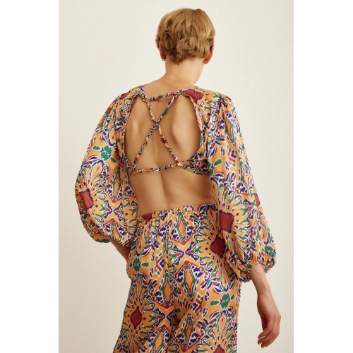 Sırt Dekolteli Crop Hardal