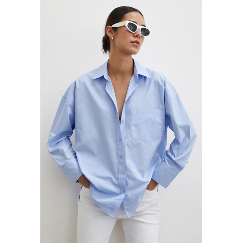 Tek Cepli Oversize Gömlek Mavi