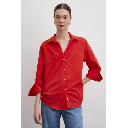 V Yaka Enigma Gömlek Kırmızı