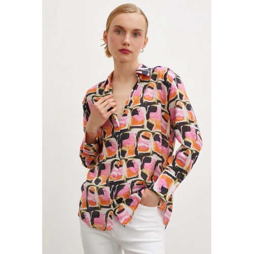 Van Gogh Desenli Gömlek Oranj