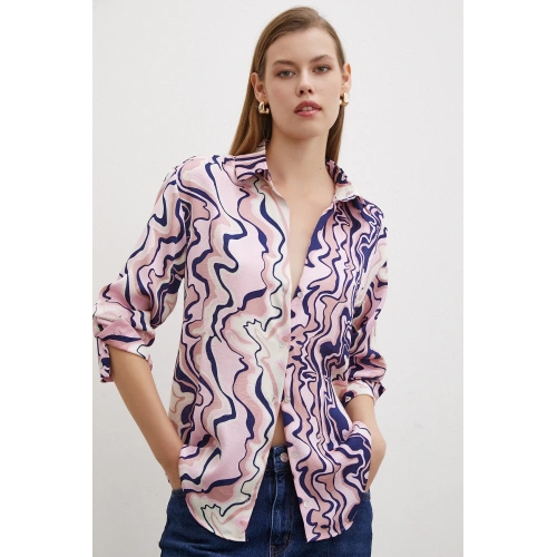 Wave Effect Basic Gömlek Pembe