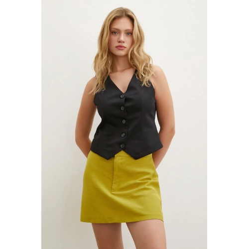 Yüksek Bel Şort Hardal