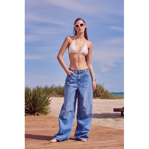 Yüksel Bel Baggy Jean Mavi