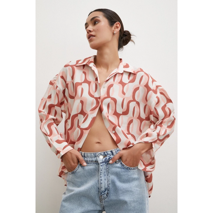 90lar Pop Gömlek Krem