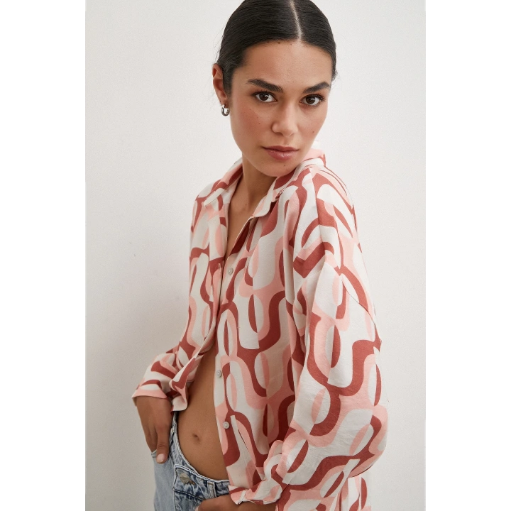 90lar Pop Gömlek Krem