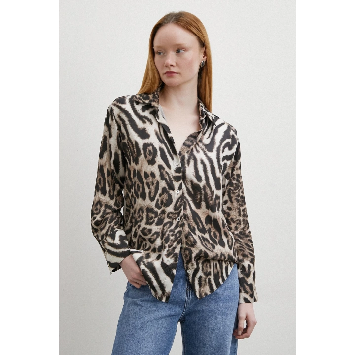 Americano Desenli Gömlek Siyah