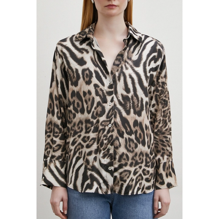 Americano Desenli Gömlek Siyah