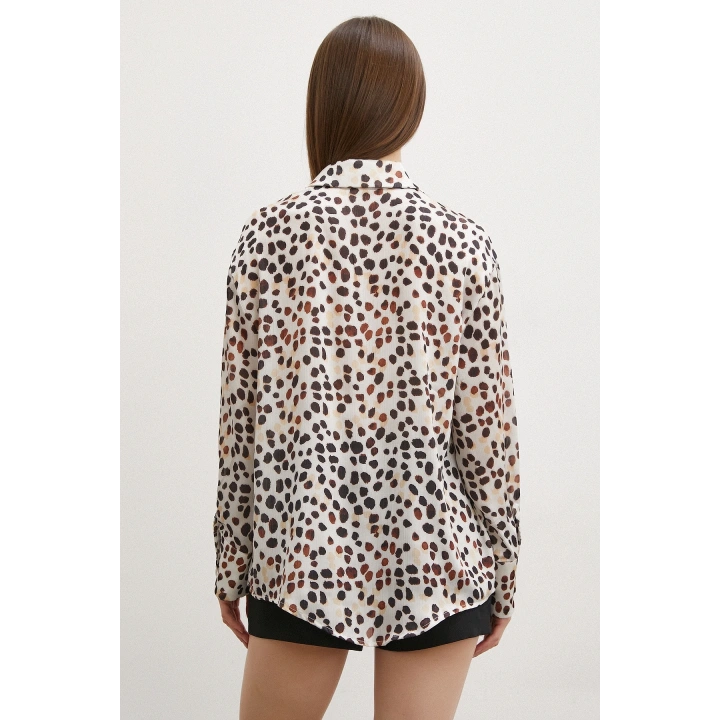Animal Desen Gömlek Bej