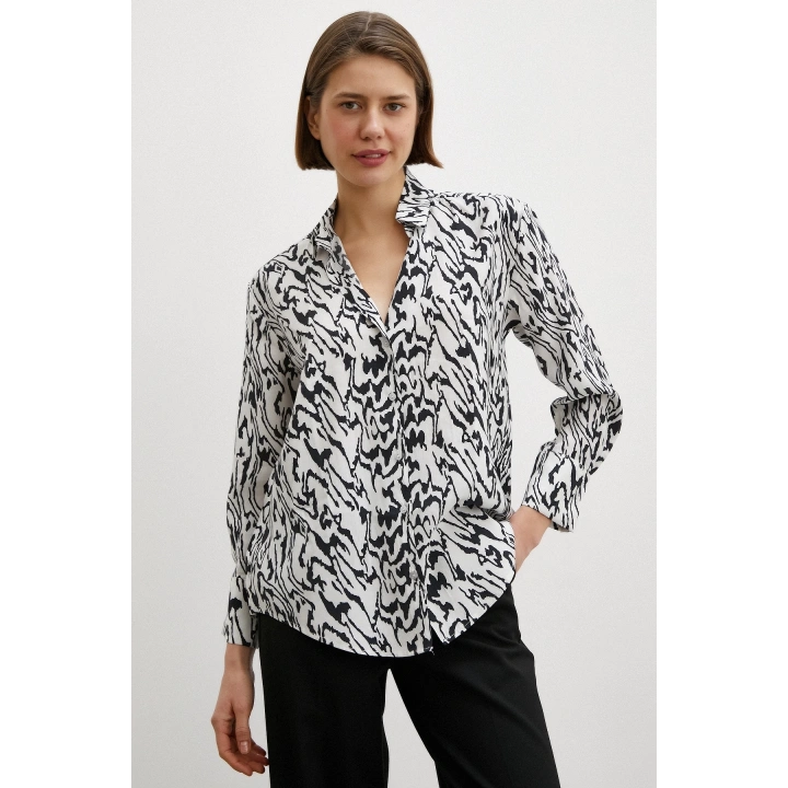 Animal Desenli Gömlek Siyah