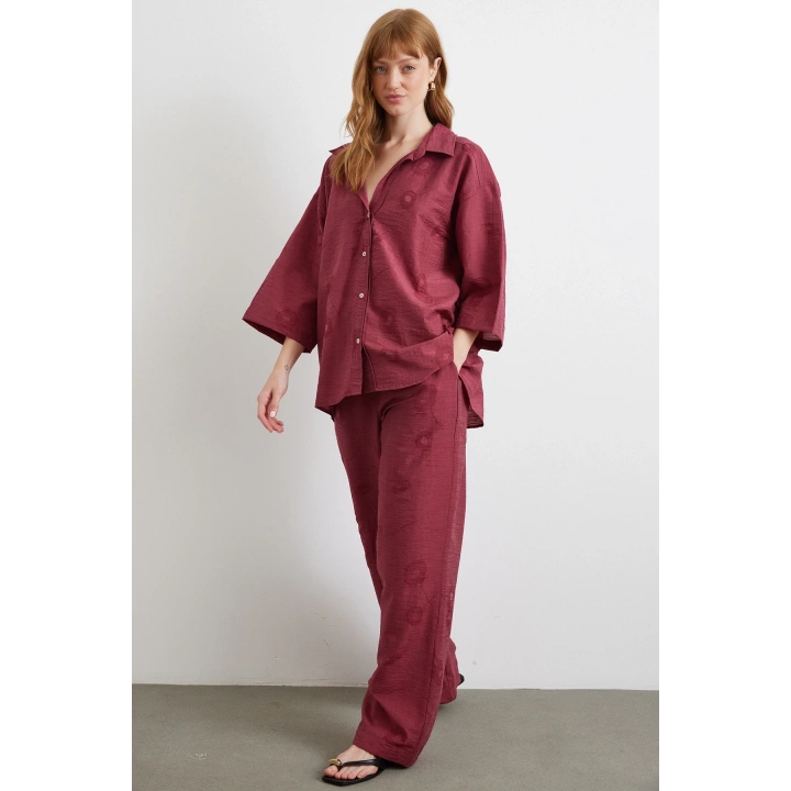 Arka Cepli Salaş Pantolon Bordo